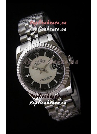 Rolex Datejust Mens Japanese Replica Watch in Black & White Dial