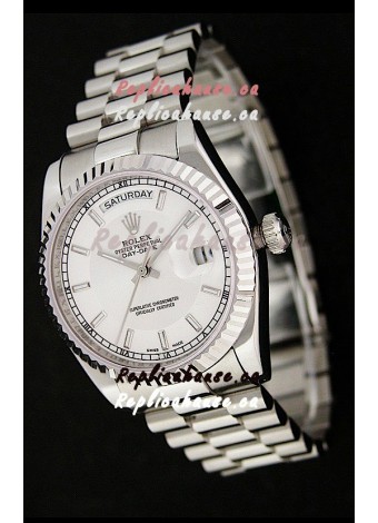 Rolex Day Date Just Japanese Replica Silver White Watch 