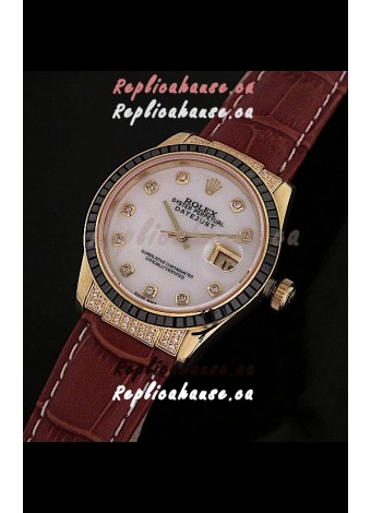 Rolex DateJust Swiss Mens Replica Yellow Gold Watch in Diamond Markers