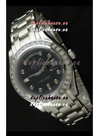 Rolex Oyster Perpetual Day Date Swiss Automatic Watch in Black Dial