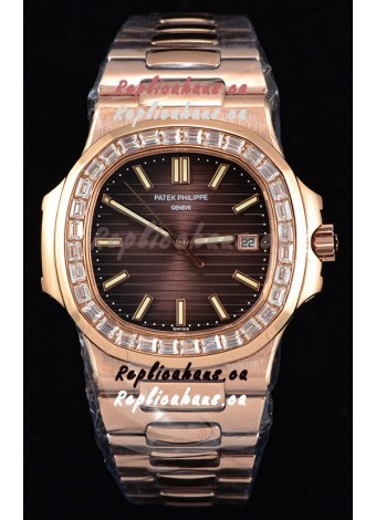 Patek Philippe Nautilus 5711/1R 1:1 Mirror Watch Baguette Diamonds Bezel