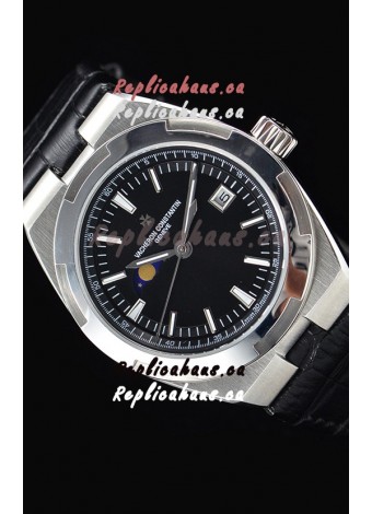 Vacheron Constantin Overseas MoonPhase Stainless Steel Swiss Watch in Black Dial
