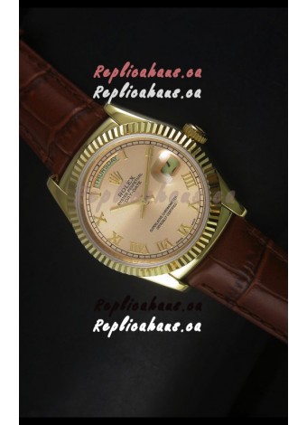 Rolex Day Date 36MM Yellow Gold Swiss Replica Watch - Champange Dial