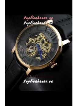 Cartier Ronde de Japanese Replica Watch in Skelton Gold Dial