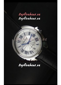 Cle De Cartier Watch 40MM Steel Case with Leather Steap - 1:1 Mirror Replica Watch