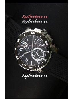 Calibre De Cartier Watch 42MM Black Dial Steel Case - 1:1 Mirror Replica Watch