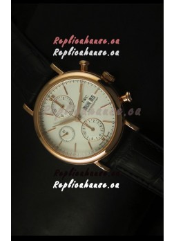 IWC Portofino Chronograph Swiss Watch in Rose Gold Case White Dial