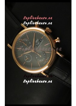 IWC Portofino Chronograph Swiss Watch in Rose Gold Case Grey Dial