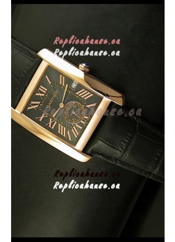 Cartier Tank Anglaise Japanese Replica Watch 34MM - Black Dial Pink Gold 