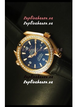 Omega Planet Ocean Rose Gold Plated Swiss Watch with Diamonds