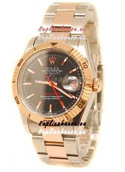 Rolex Datejust Turn O Graph Japanese Rose Gold Watch in Black Dial