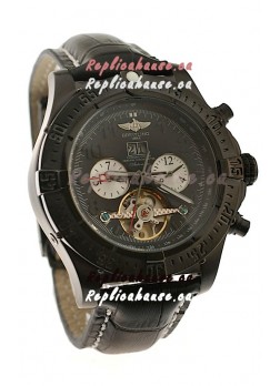 Breitling Chronometre Tourbillon Japanese Replica Watch in Black 