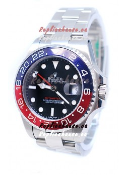 Rolex GMT Masters II 2011 Edition Swiss Replica Watch in Blue & Red Cerarmic Bezel