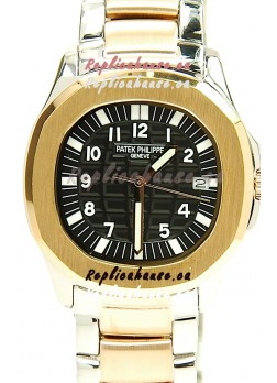 Patek Philippe Aquanaut Two Tone Ladies Gold Watch in Black Dial