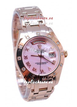 Rolex Day Date Pink Mother of Pearl Swiss Replica Watch