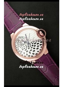 Ballon De Cartier Watch with Purple Leather Strap