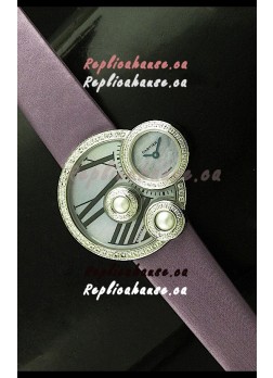 Cartier Jewellery Pearl Diamond Watch in Purple Strap