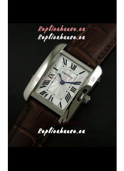 Cartier Louis Japanese Replica Ladies Watch in Brown Strap