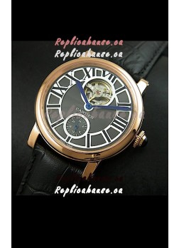 Ballon De Cartier Flying Tourbillon Japanese Replica Watch - Pink Gold Case
