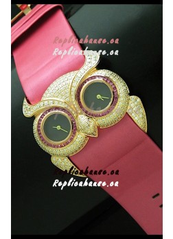 Chopard Animal World Ladies Owl Black Full Diamond Watch in Black Dial