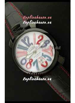 Gaga Milano Italy Japanese Replica PVD Watch in White Dial
