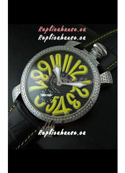 Gaga Milano Italy Manuale Replica Japanese Watch in Yellow Markers