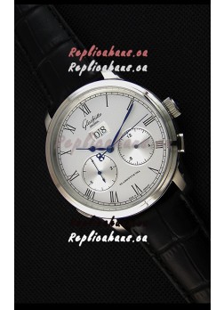 Glashuette Dual Sub Dial Japanese Replica Watch in White Dial