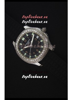 Patek Philippe Aquanaut Swiss Replica Watch with Diamonds Encrusted Casing 
