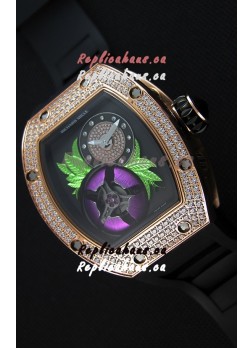 Richard Mille 19-02 Tourbillon Fleur Swiss Replica Watch in Pink Gold 