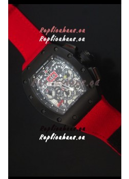 Richard Mille RM011 Filipe Massa PVD Swiss Replica Watch in Red Nylon Strap