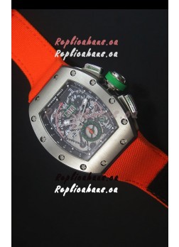 Richard Mille RM011 Filipe Massa Titanium Case Swiss Replica Watch in Orange Nylon Strap