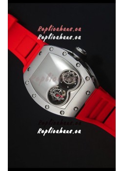Richard Mille RM053 Tourbillon Pablo Mac Donough Swiss Replica Watch in Titanium Case Red Strap
