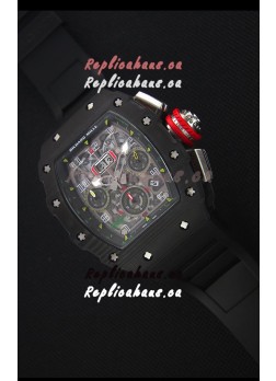 Richard Mille RM011-03 One Piece Black Forged Carbon Case Watch in Black Strap