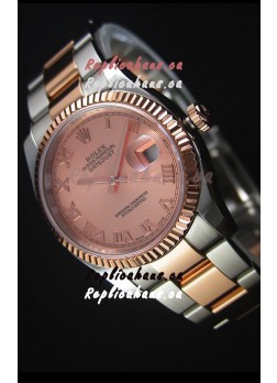 Rolex Datejust Replica Watch Rose Gold with Roman Dial in 36MM with 3135 Swiss Movement 
