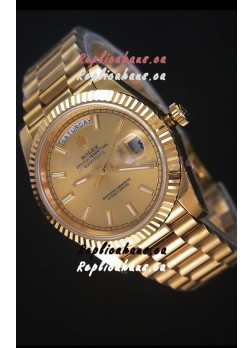 Rolex Day-Date 40MM Replica Watch in Gold Dial Stick Markers Cal.3255 Swiss Movement