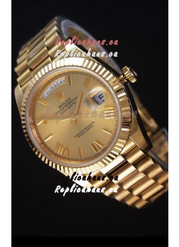 Rolex Day-Date 40MM Replica Watch in Gold Dial Roman Numerals Cal.3255 Swiss Movement