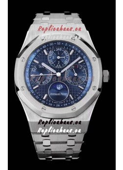 Audemars Piguet Royal Oak Perpetual Calendar Swiss Replica Steel Casing Watch in Steel Blue Dial