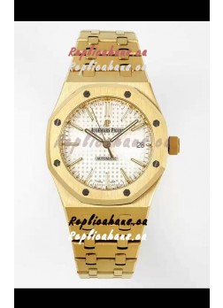 Audemars Piguet Royal Oak 37MM White Dial Yellow Gold Watch in 3120 Movement - 1:1 Mirror Replica