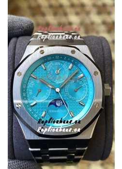 Audemars Piguet Royal Oak Perpetual Calendar Swiss Replica 904L Steel in Cyan Blue Dial