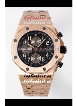 Audemars Piguet Royal Oak Offshore Black Dial Chronograph 1:1 Mirror Replica Watch - Rose Gold 