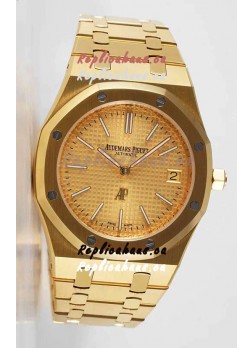 Audemars Piguet Royal Jumbo Oak Extra Thin Swiss Replica Yellow Gold - 1:1 Mirror Replica Watch Gold Dial