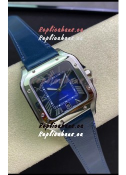 Santos De Cartier Stainless Steel Casing 1:1 Mirror Swiss Replica Watch Blue Dial 40MM