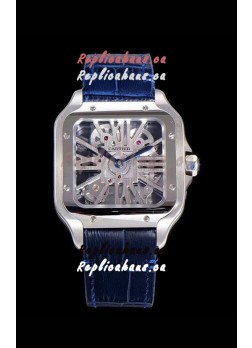 Cartier Santos DUMONT Skeleton Watch in Stainless Steel Swiss Watch 