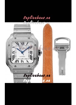 Cartier "Santos De Cartier" Mens XL 1:1 Mirror Replica Watch in Stainless Steel Casing