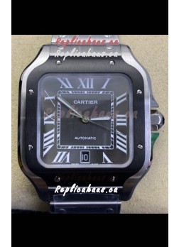 Cartier "Santos De Cartier" 904L Steel Grey Dial 1:1 Mirror Replica - 40MM Stainless Steel Watch