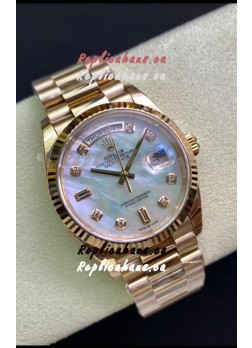 Rolex Day Date 36MM Rose Gold in White Mother of Pearl Dial 1:1 Mirror Replica Watch