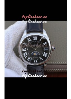 Drive De Cartier Moonphase Edition 1:1 Mirror Replica Watch in Stainless Steel - Brown Dial 