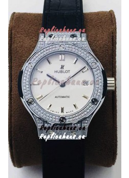 Hublot Classic Fusion Diamonds Steel White Dial 38MM Swiss Replica Watch 1:1 Mirror Quality