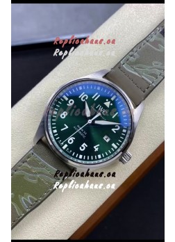 IWC Pilot MARK Series IW328205 1:1 Mirror Swiss Replica Watch in Green Dial Leather Strap