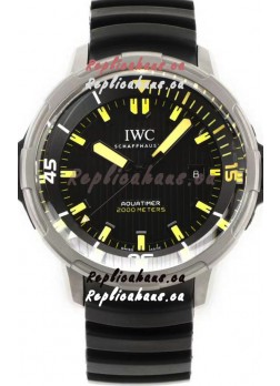 IWC Aquatimer IW358001 1:1 Titanium Mirror Swiss Replica Watch in Black Dial Rubber Strap